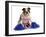 Cheerful Dog - English Bulldog Dressed Up Like A Cheerleader With Pompoms-Willee Cole-Framed Photographic Print