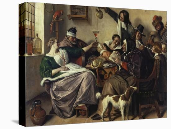 Cheerful Party (The Family of the Painter), about 1657-Jan Havicksz. Steen-Stretched Canvas