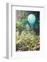 Cheerful Polka Dot Balloon Is an Unexpected Accent in a Flower Garden-pdb1-Framed Photographic Print