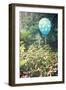 Cheerful Polka Dot Balloon Is an Unexpected Accent in a Flower Garden-pdb1-Framed Photographic Print