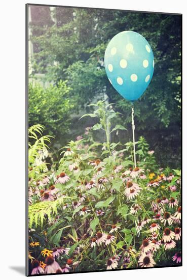 Cheerful Polka Dot Balloon Is an Unexpected Accent in a Flower Garden-pdb1-Mounted Photographic Print