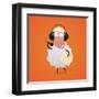 Cheerful Sheep in Headphones Singing in Microphone-tsirik-Framed Art Print