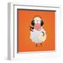 Cheerful Sheep in Headphones Singing in Microphone-tsirik-Framed Art Print