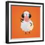 Cheerful Sheep in Headphones Singing in Microphone-tsirik-Framed Art Print