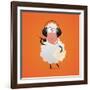 Cheerful Sheep in Headphones Singing in Microphone-tsirik-Framed Art Print