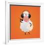 Cheerful Sheep in Headphones Singing in Microphone-tsirik-Framed Art Print