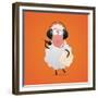 Cheerful Sheep in Headphones Singing in Microphone-tsirik-Framed Premium Giclee Print