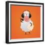 Cheerful Sheep in Headphones Singing in Microphone-tsirik-Framed Premium Giclee Print