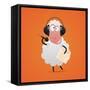 Cheerful Sheep in Headphones Singing in Microphone-tsirik-Framed Stretched Canvas