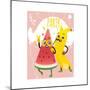 Cheerful Watermelon and Banana at Summer Party-sabelskaya-Mounted Art Print