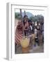 Cheerful Young Girls Pound Corn Outside Families' Homes Near Monkey Bay, South End of Lake Malawi-Nigel Pavitt-Framed Photographic Print