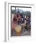 Cheerful Young Girls Pound Corn Outside Families' Homes Near Monkey Bay, South End of Lake Malawi-Nigel Pavitt-Framed Photographic Print