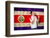 Cheering Football Fan in White against Costa Rica Flag in Grunge Effect-Wavebreak Media Ltd-Framed Photographic Print