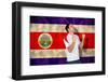 Cheering Football Fan in White against Costa Rica Flag in Grunge Effect-Wavebreak Media Ltd-Framed Photographic Print