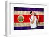 Cheering Football Fan in White against Costa Rica Flag in Grunge Effect-Wavebreak Media Ltd-Framed Photographic Print