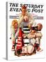 "Cheerleaders after Lost Game," Saturday Evening Post Cover, November 18, 1939-Lonie Bee-Stretched Canvas