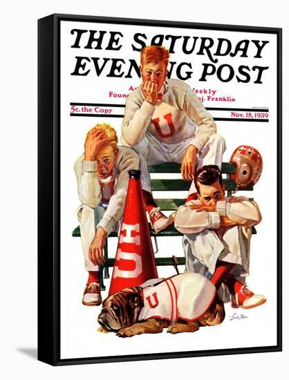"Cheerleaders after Lost Game," Saturday Evening Post Cover, November 18, 1939-Lonie Bee-Framed Stretched Canvas