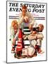 "Cheerleaders after Lost Game," Saturday Evening Post Cover, November 18, 1939-Lonie Bee-Mounted Giclee Print