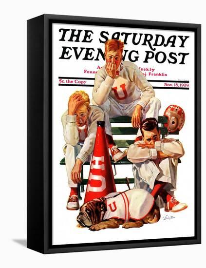 "Cheerleaders after Lost Game," Saturday Evening Post Cover, November 18, 1939-Lonie Bee-Framed Stretched Canvas