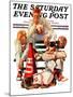 "Cheerleaders after Lost Game," Saturday Evening Post Cover, November 18, 1939-Lonie Bee-Mounted Giclee Print