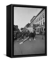 Cheerleaders Parading Prior to a Football Game Between Queens College and the University of Toronto-Lisa Larsen-Framed Stretched Canvas