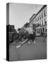 Cheerleaders Parading Prior to a Football Game Between Queens College and the University of Toronto-Lisa Larsen-Stretched Canvas