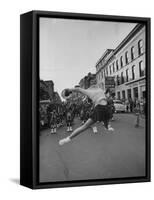 Cheerleaders Parading Prior to a Football Game Between Queens College and the University of Toronto-Lisa Larsen-Framed Stretched Canvas