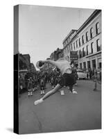 Cheerleaders Parading Prior to a Football Game Between Queens College and the University of Toronto-Lisa Larsen-Stretched Canvas