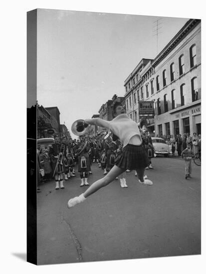 Cheerleaders Parading Prior to a Football Game Between Queens College and the University of Toronto-Lisa Larsen-Stretched Canvas