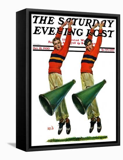 "Cheerleaders," Saturday Evening Post Cover, October 18, 1930-Sam Brown-Framed Stretched Canvas