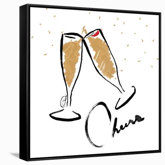 Cheers champagne-OnRei-Framed Stretched Canvas