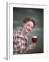 Cheers, Girl with Beer-Charles Woof-Framed Photographic Print