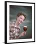 Cheers, Girl with Beer-Charles Woof-Framed Photographic Print