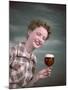 Cheers, Girl with Beer-Charles Woof-Mounted Photographic Print