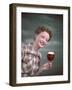 Cheers, Girl with Beer-Charles Woof-Framed Photographic Print