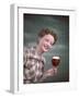 Cheers, Girl with Beer-Charles Woof-Framed Photographic Print