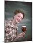 Cheers, Girl with Beer-Charles Woof-Mounted Photographic Print