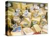 Cheese and Wine for Sale at Market, Florence, Tuscany, Italy-Rob Tilley-Stretched Canvas