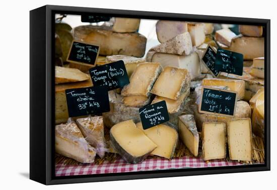 Cheese for Sale at a Market Stall, Lourmarin, Vaucluse, Provence-Alpes-Cote D'Azur, France-null-Framed Stretched Canvas