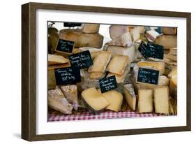 Cheese for Sale at a Market Stall, Lourmarin, Vaucluse, Provence-Alpes-Cote D'Azur, France-null-Framed Photographic Print