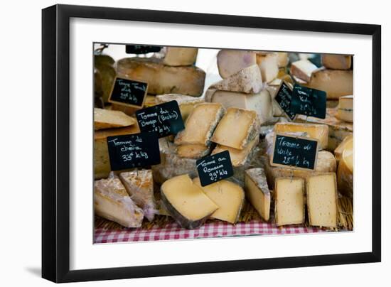 Cheese for Sale at a Market Stall, Lourmarin, Vaucluse, Provence-Alpes-Cote D'Azur, France-null-Framed Photographic Print