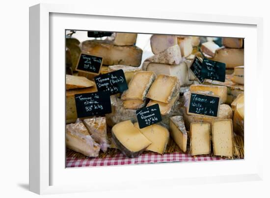 Cheese for Sale at a Market Stall, Lourmarin, Vaucluse, Provence-Alpes-Cote D'Azur, France-null-Framed Photographic Print