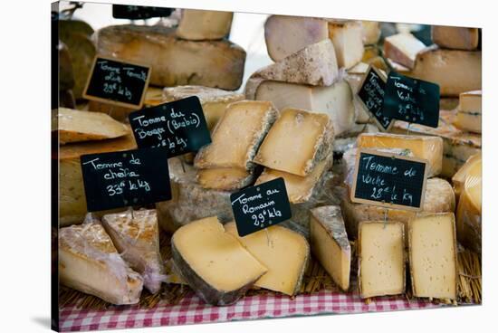 Cheese for Sale at a Market Stall, Lourmarin, Vaucluse, Provence-Alpes-Cote D'Azur, France-null-Stretched Canvas