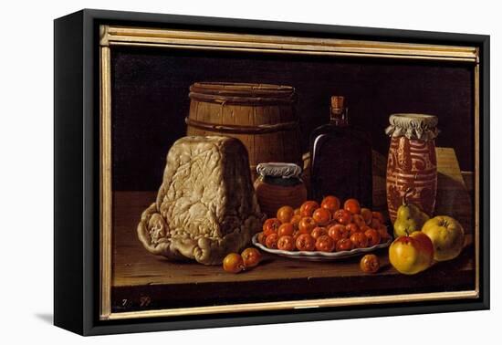 Cheese, Fruit and Recipient. Painting by Luis Melendez (1716 - 1780), Spanish School, 18Th Century.-Luis Egidio Menendez or Melendez-Framed Stretched Canvas