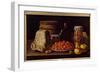 Cheese, Fruit and Recipient. Painting by Luis Melendez (1716 - 1780), Spanish School, 18Th Century.-Luis Egidio Menendez or Melendez-Framed Giclee Print