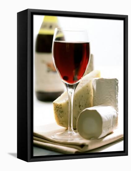 Cheese Still Life with Red Wine-Alena Hrbkova-Framed Stretched Canvas
