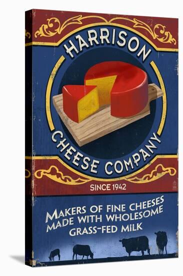 Cheese - Vintage Sign-Lantern Press-Stretched Canvas