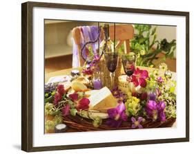 Cheese, Wine, Grapes, Clematis Flowers and Lavender-Friedrich Strauss-Framed Photographic Print