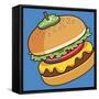 Cheeseburger On Blue-Ron Magnes-Framed Stretched Canvas