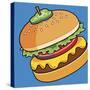 Cheeseburger On Blue-Ron Magnes-Stretched Canvas